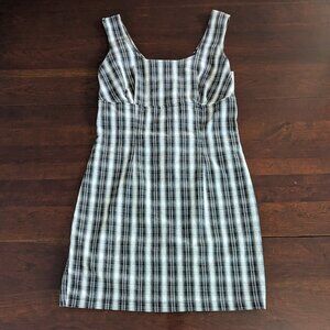 Vintage Brioche California Womens 12 Black White Plaid Dress 90s Grunge Academia